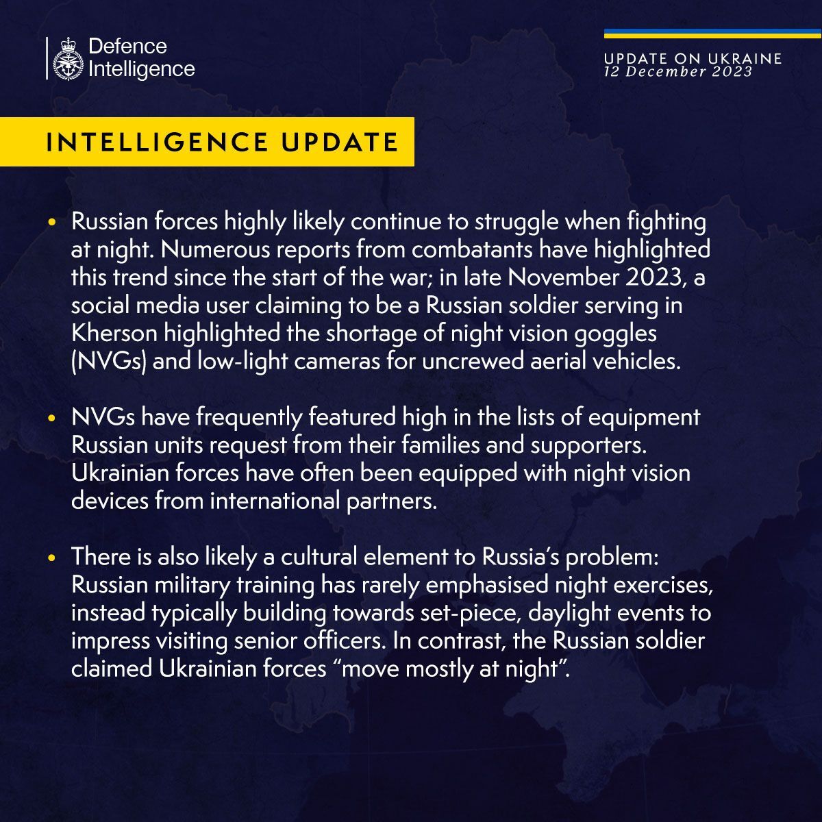 Войска РФ столкнулись с большой проблемой во время ночных боев в Украине – разведка Британии
