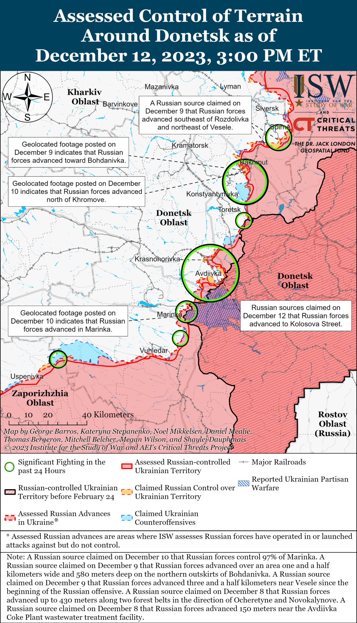 Карта бойових дій на Донеччині