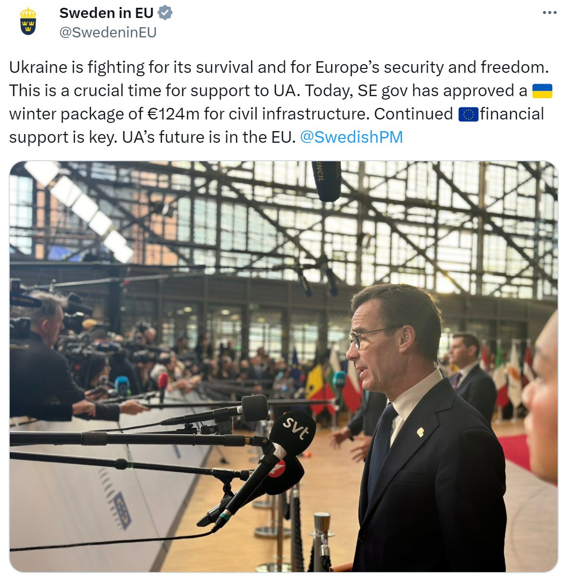 У Швеції затвердили допомогу Україні на €124 млн і нагадали, що ЗСУ воюють за безпеку Європи