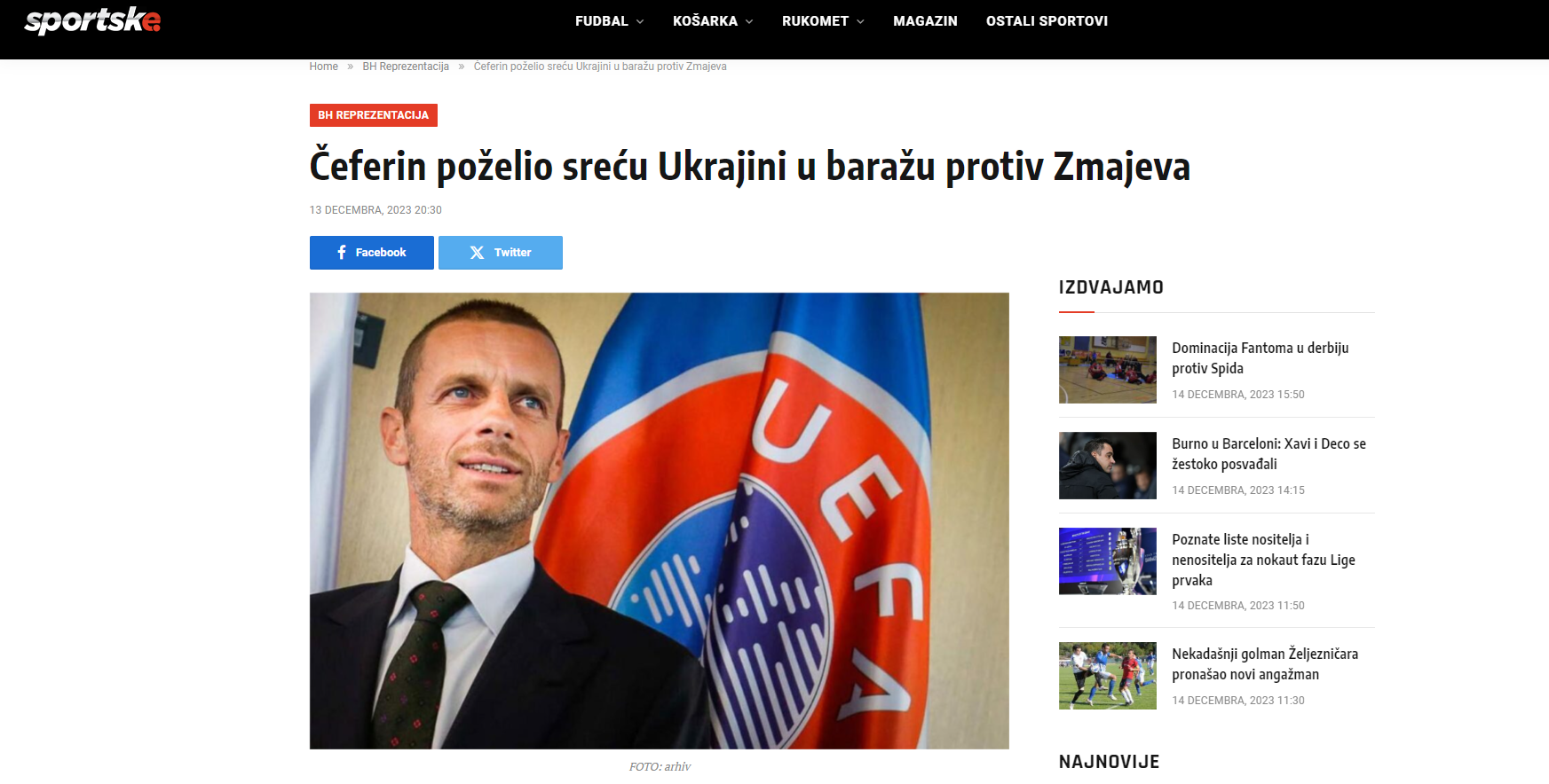 Загладити провину після Італії: дзвінок президента УЄФА Зеленському викликав переполох у Боснії