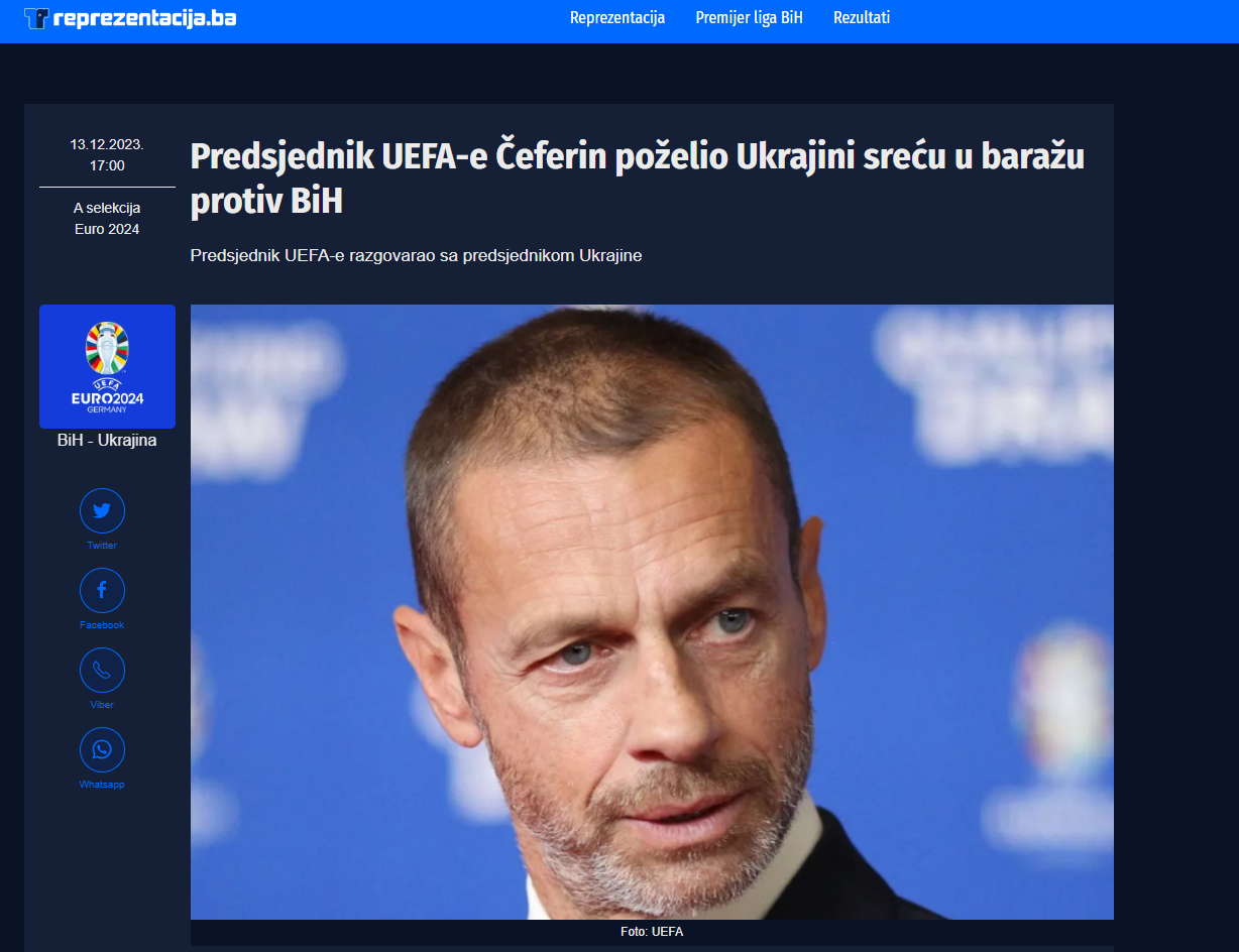 Загладити провину після Італії: дзвінок президента УЄФА Зеленському викликав переполох у Боснії