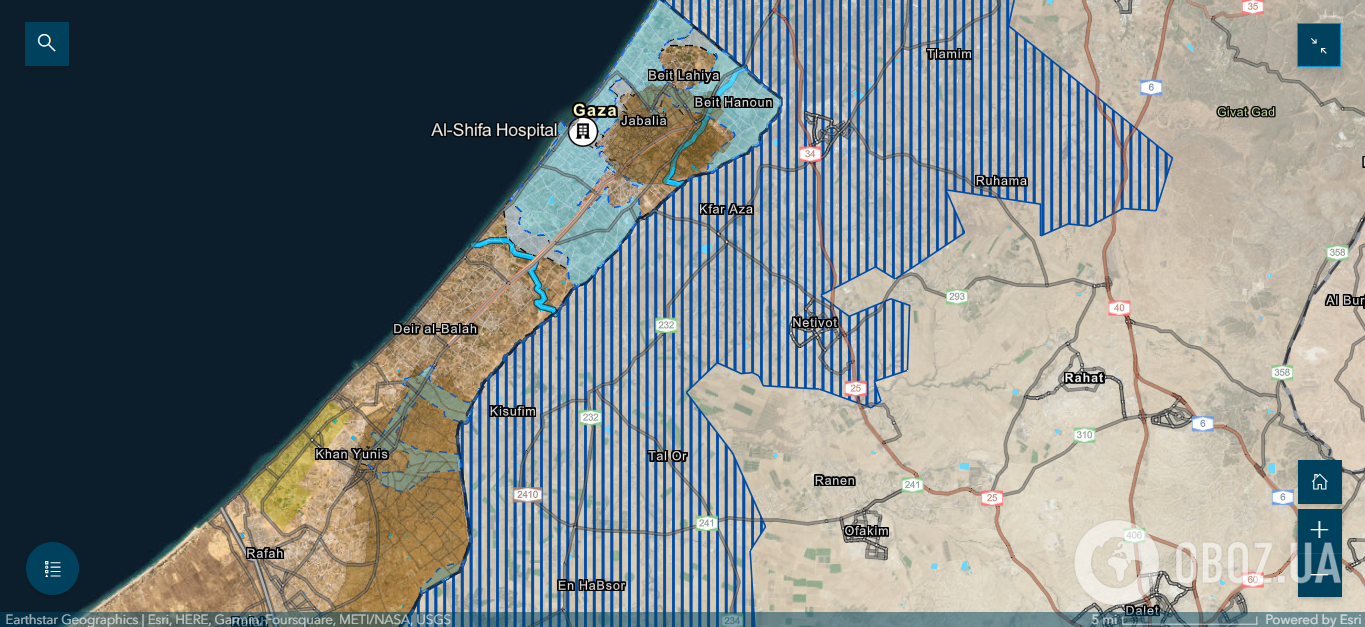 Інтерактивна карта наземної операції Ізраїлю у секторі Гази