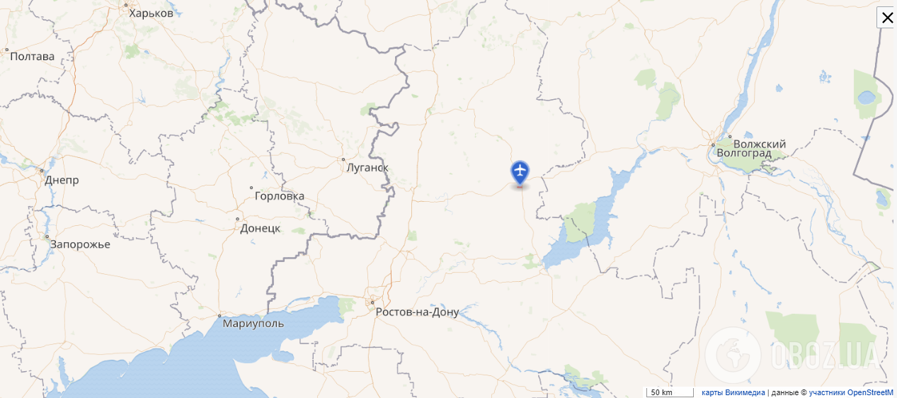 Российский аэродром в Морозовске на карте