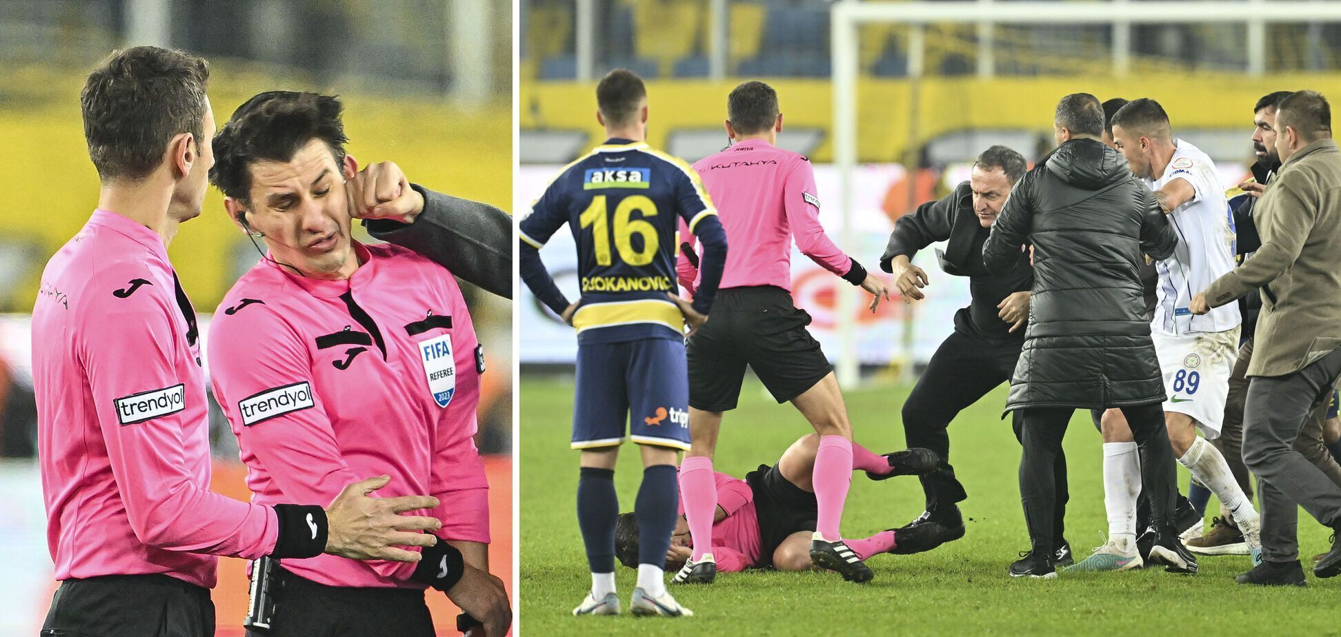 Новый скандал в Турции. Президент клуба обиделся на гол и увел футболистов с поля. Видео