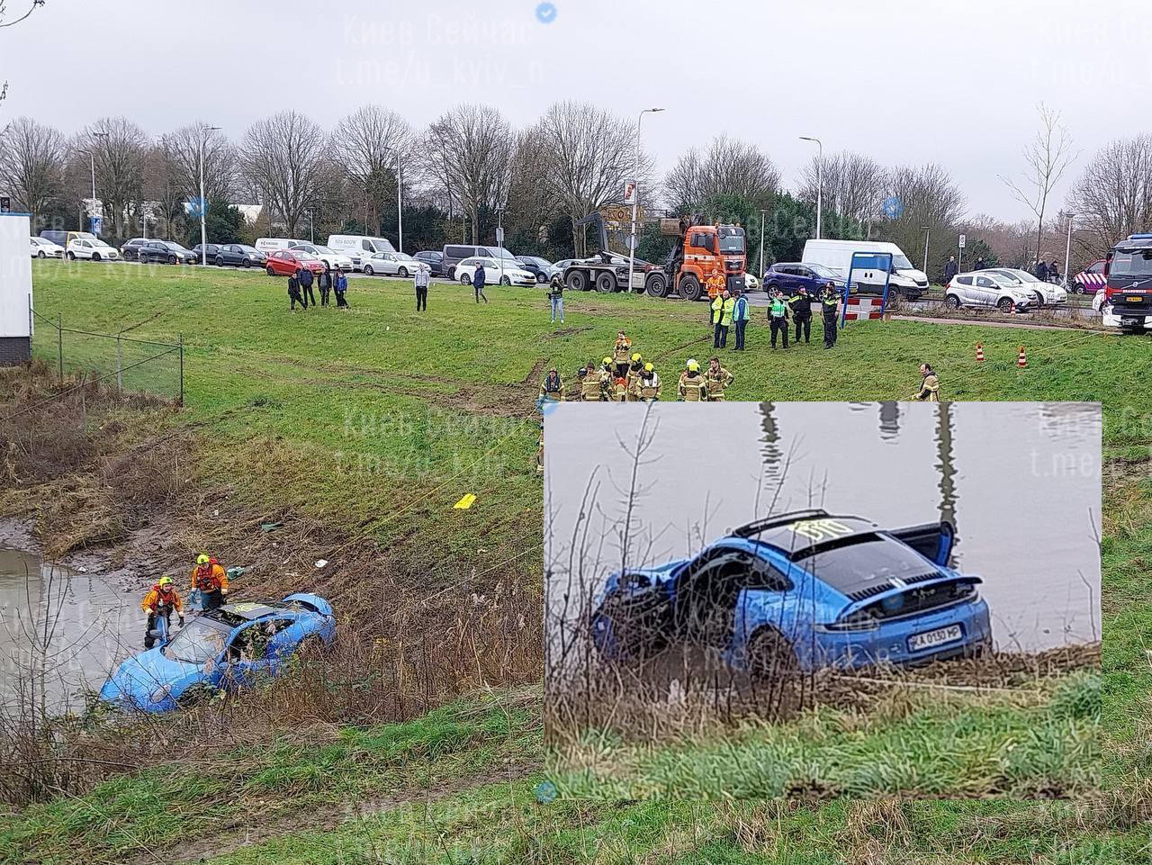 У Нідерландах в озері втопили елітний спорткар на київських номерах за майже 7 млн грн. Фото