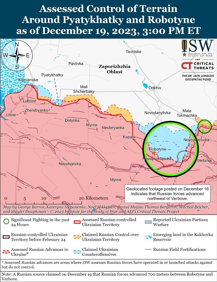 Війська РФ незначно просунулися біля Куп'янська і Авдіївки, на лівобережжі Херсонщини йдуть бої – ISW