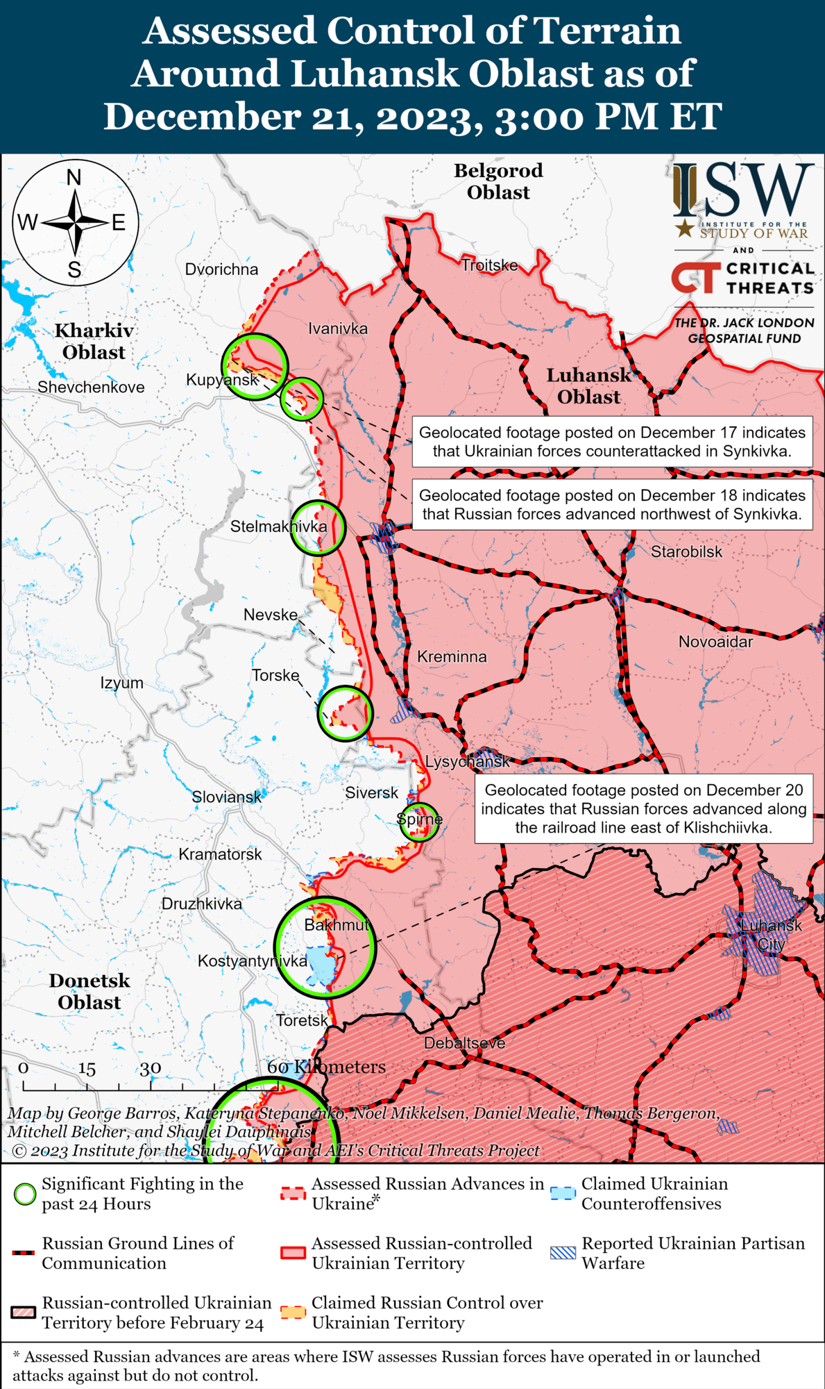 Возле Купянска идут позиционные бои, на левобережье Херсонщины сложная ситуация: в ISW рассказали о столкновениях. Карта