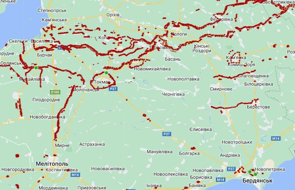 Армія РФ відтворила на Запоріжжі лінію оборони гітлерівців: карта