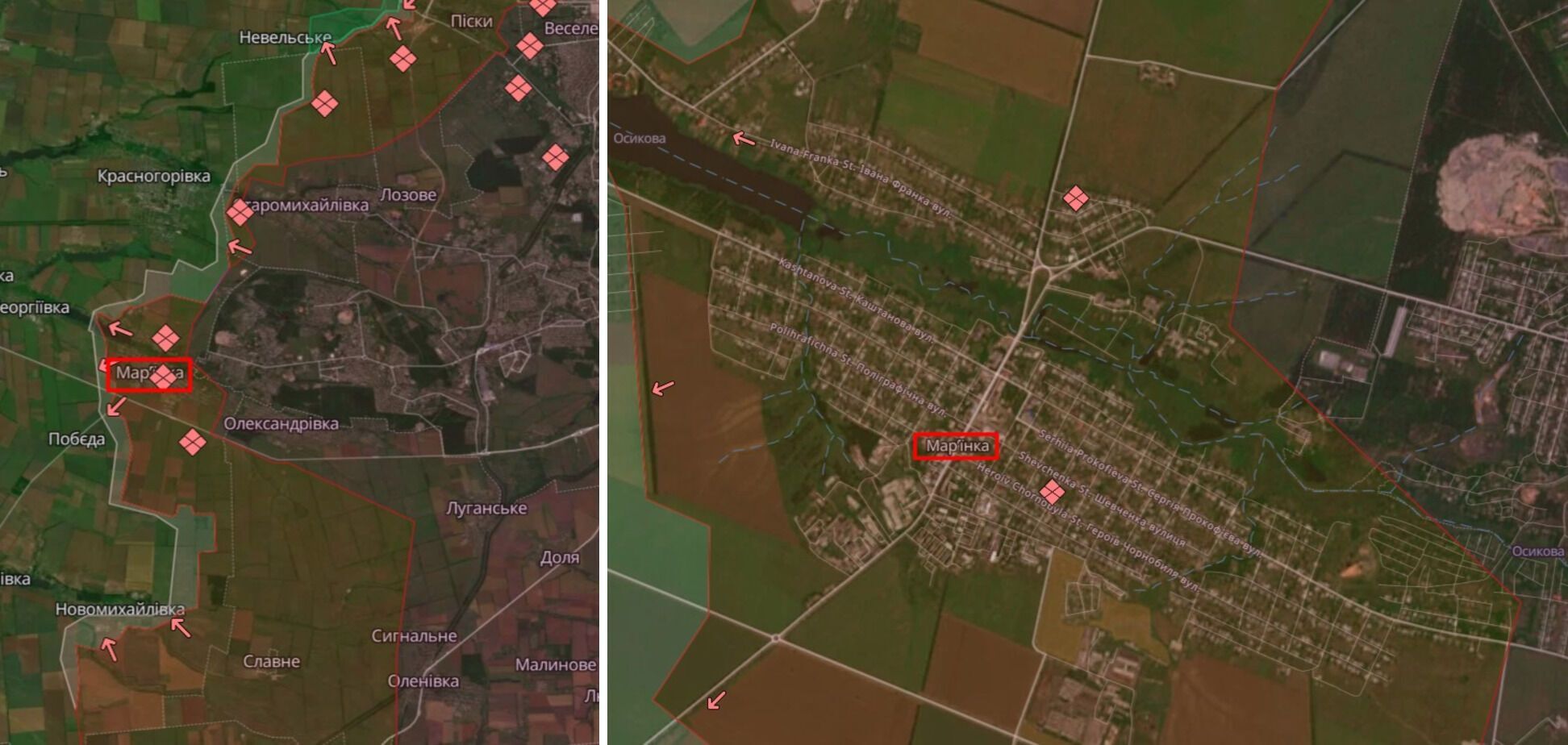 "Марьинки уже нет": в ISW объяснили, дает ли ситуация в городе тактические преимущества войскам Путина. Карта