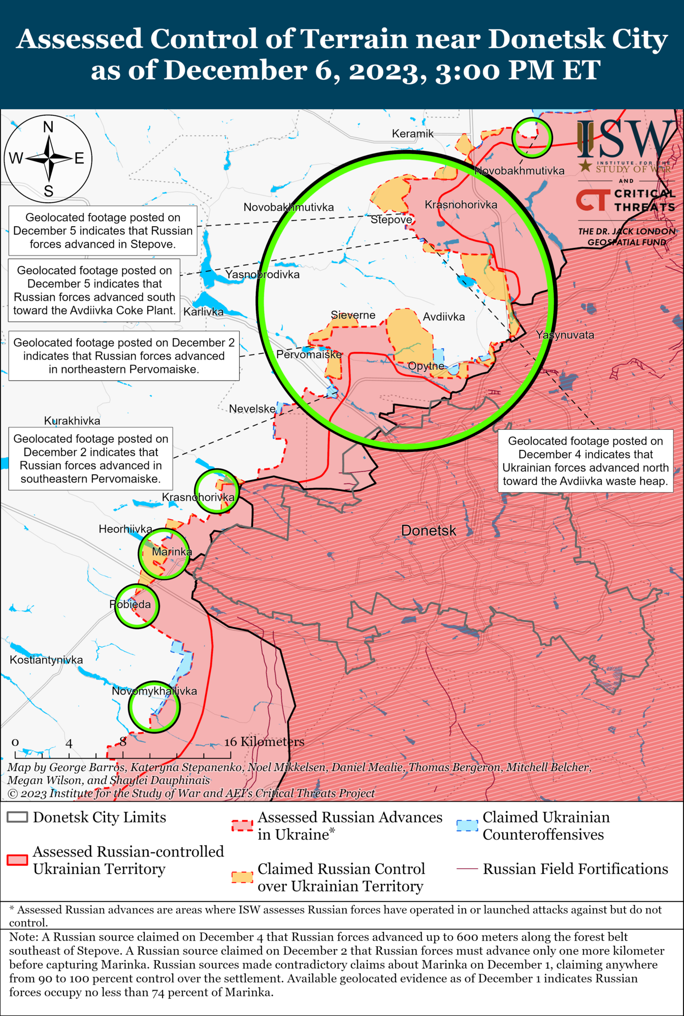 Оккупанты продвинулись в промзоне возле Авдеевки, ВСУ провели штурмы на левобережье – ISW