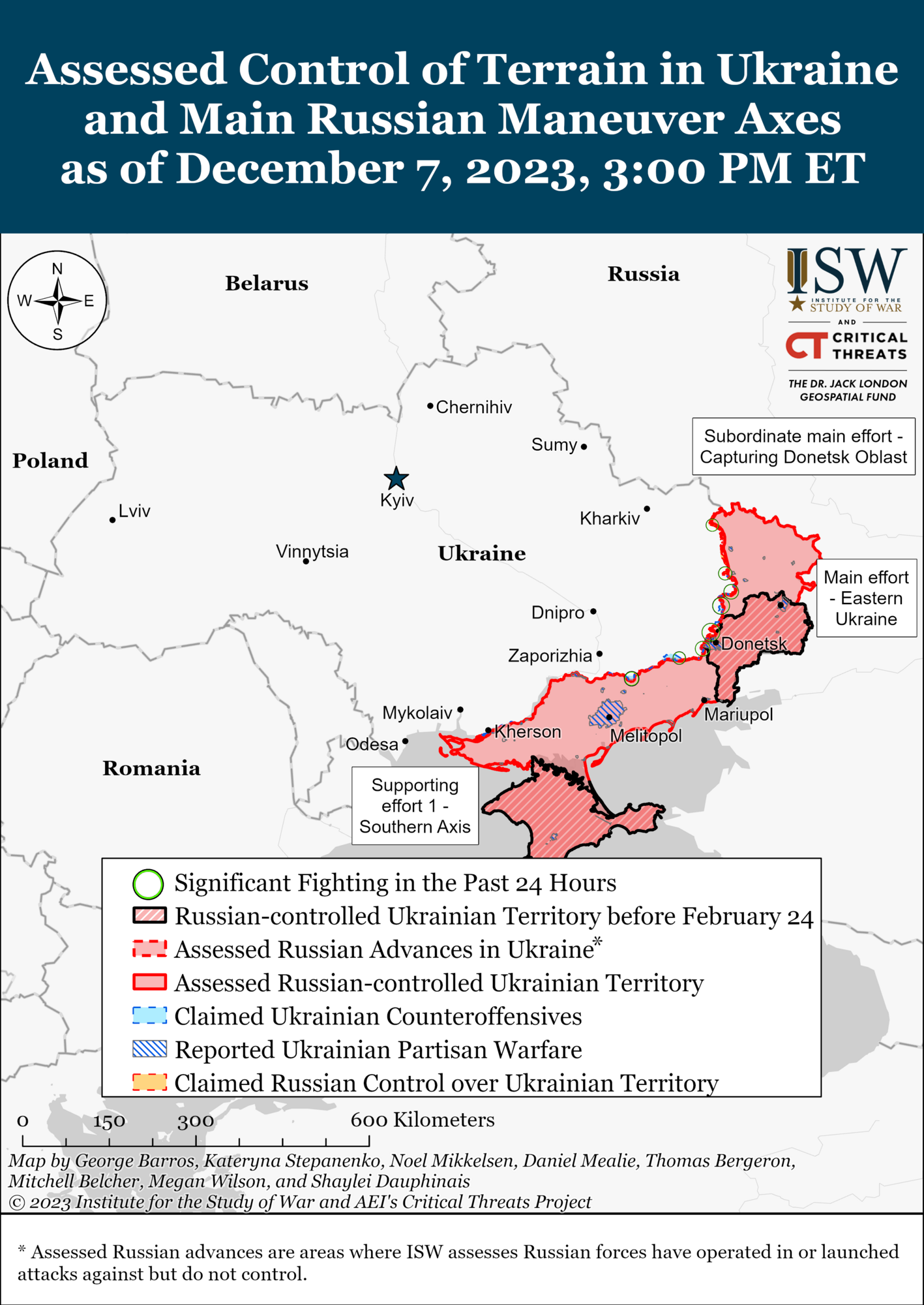 Карта линии фронта в Украине.