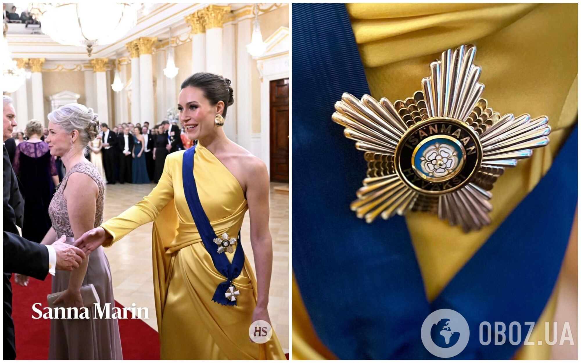 Экс-премьер Финляндии Санна Марин засветилась на публике в сине-желтом платье