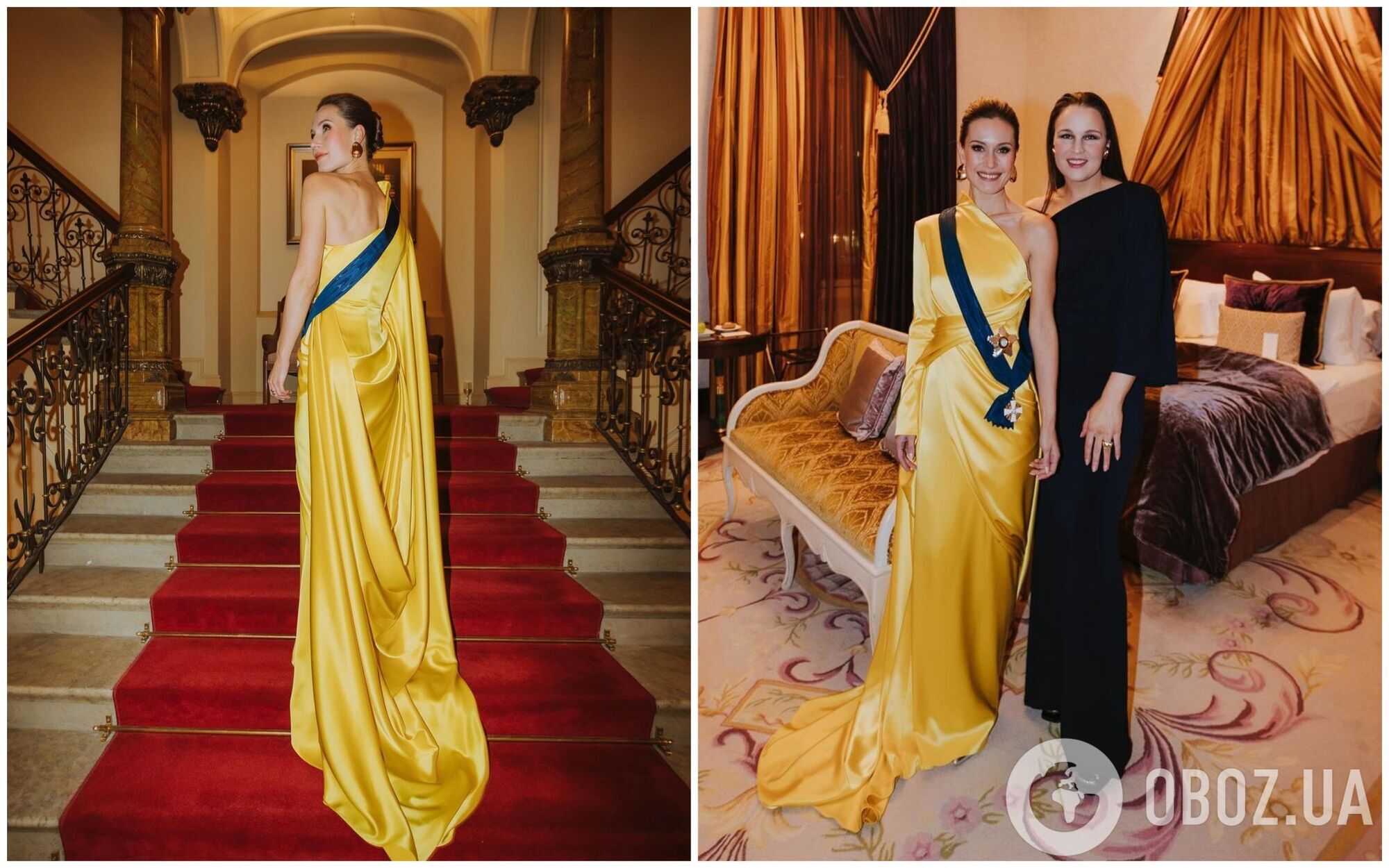 Экс-премьер Финляндии Санна Марин засветилась на публике в сине-желтом платье