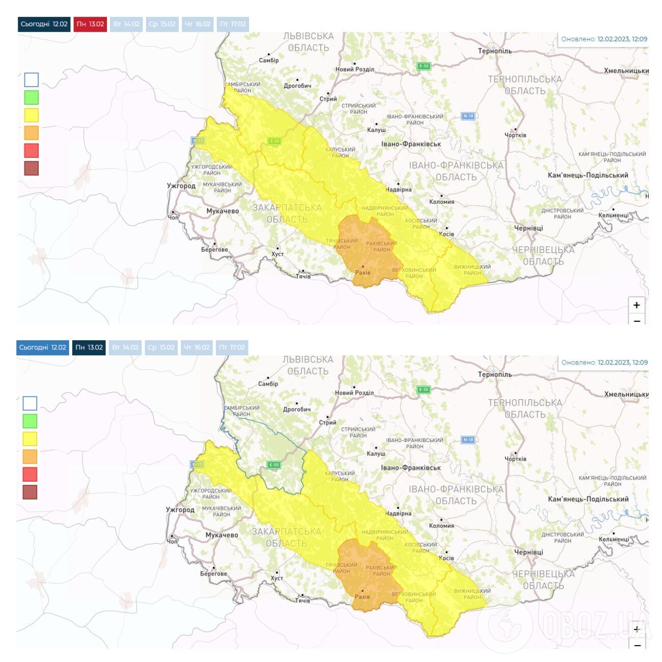 Карта Укргидрометцентра