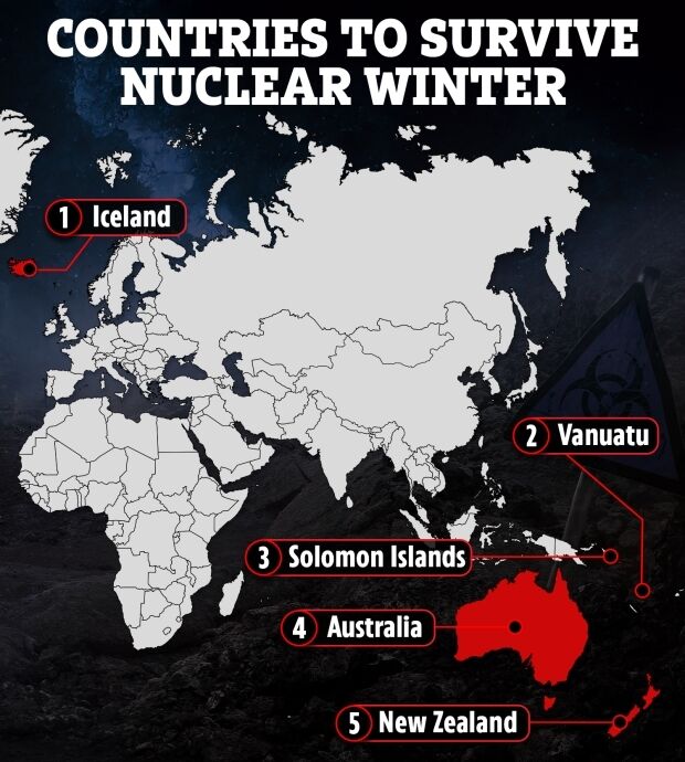 Країни, які переживуть "ядерну зиму".