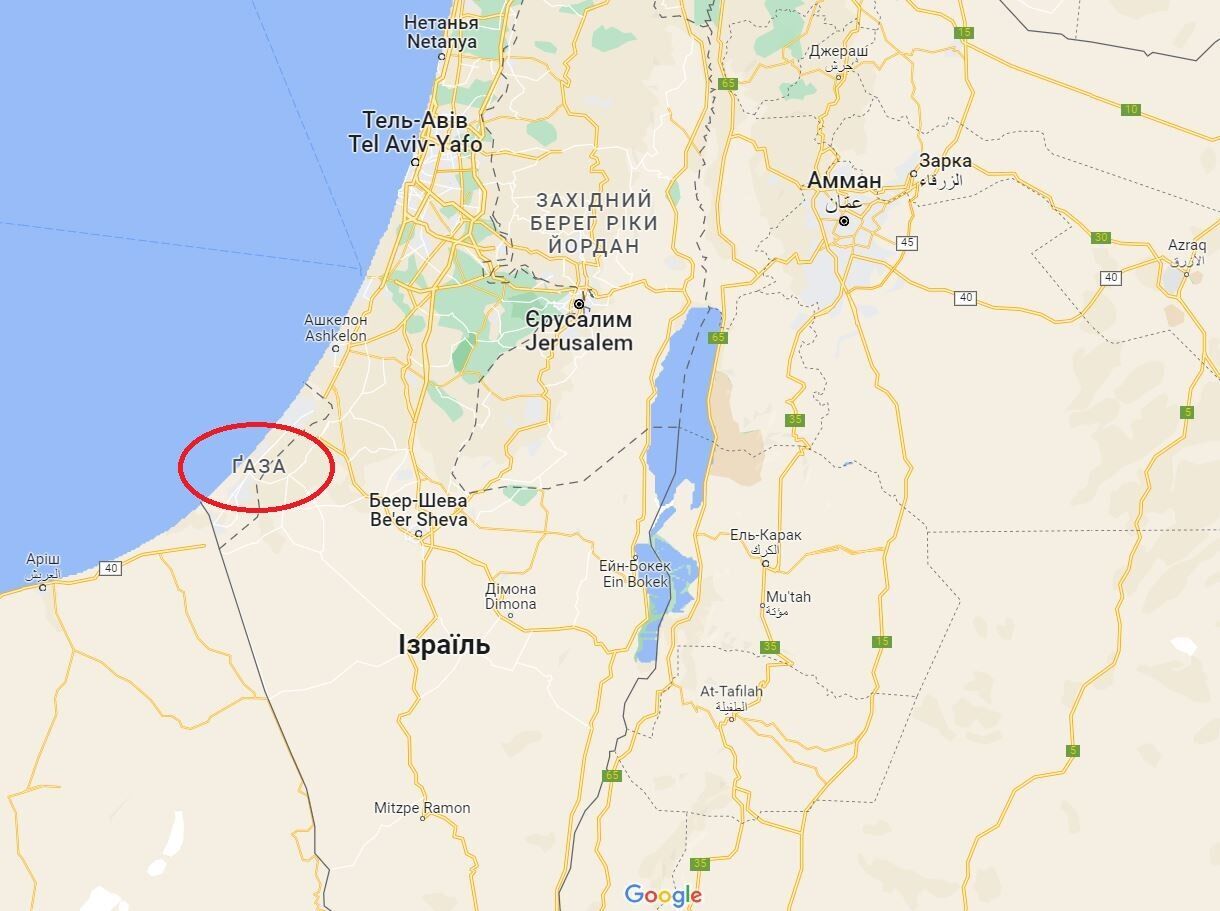 Газа на карте