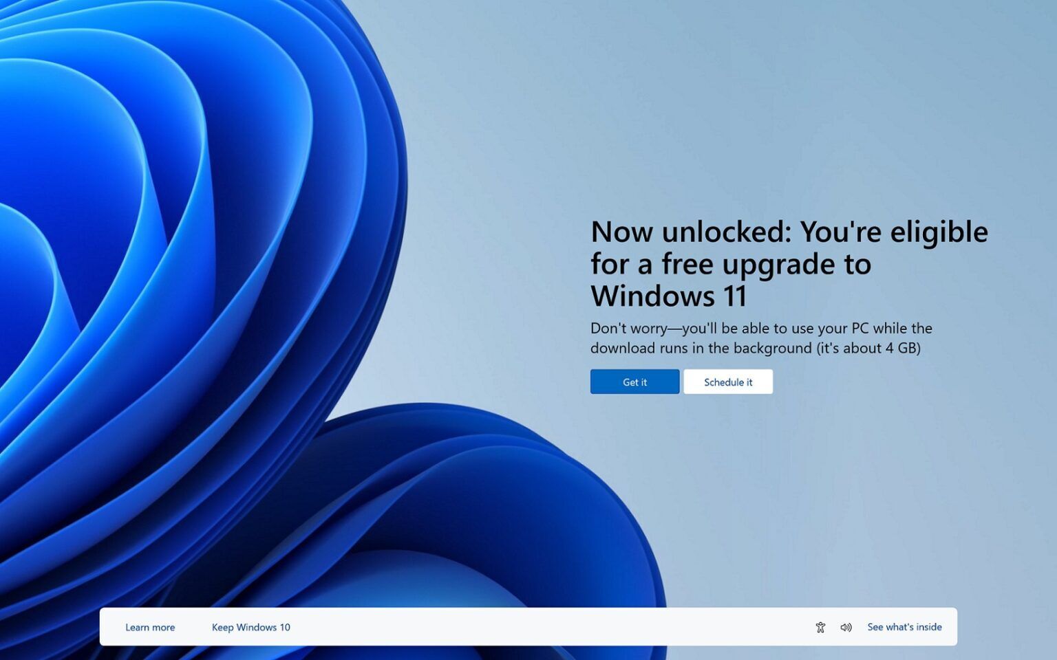 Рекламное окно с предложением установки Windows 11.