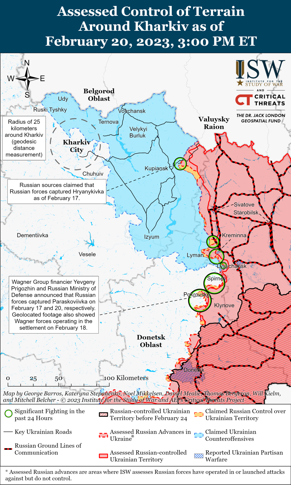 Лінія фронту у Харківській та Луганській областях