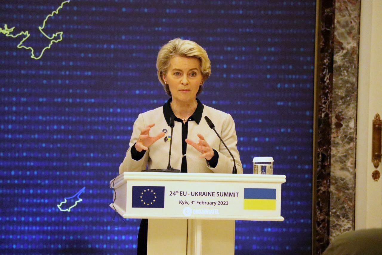 Урсула фон дер Ляйен на пресс-конференции в Киеве