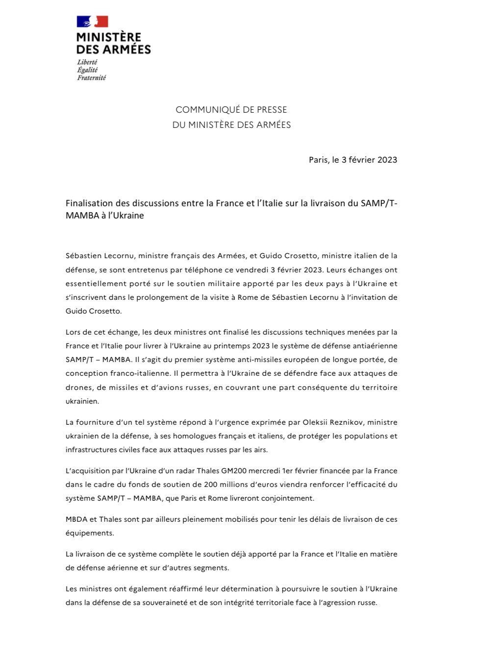 Франція та Італія навесні передадуть ЗСУ сучасну систему ПРО Mamba