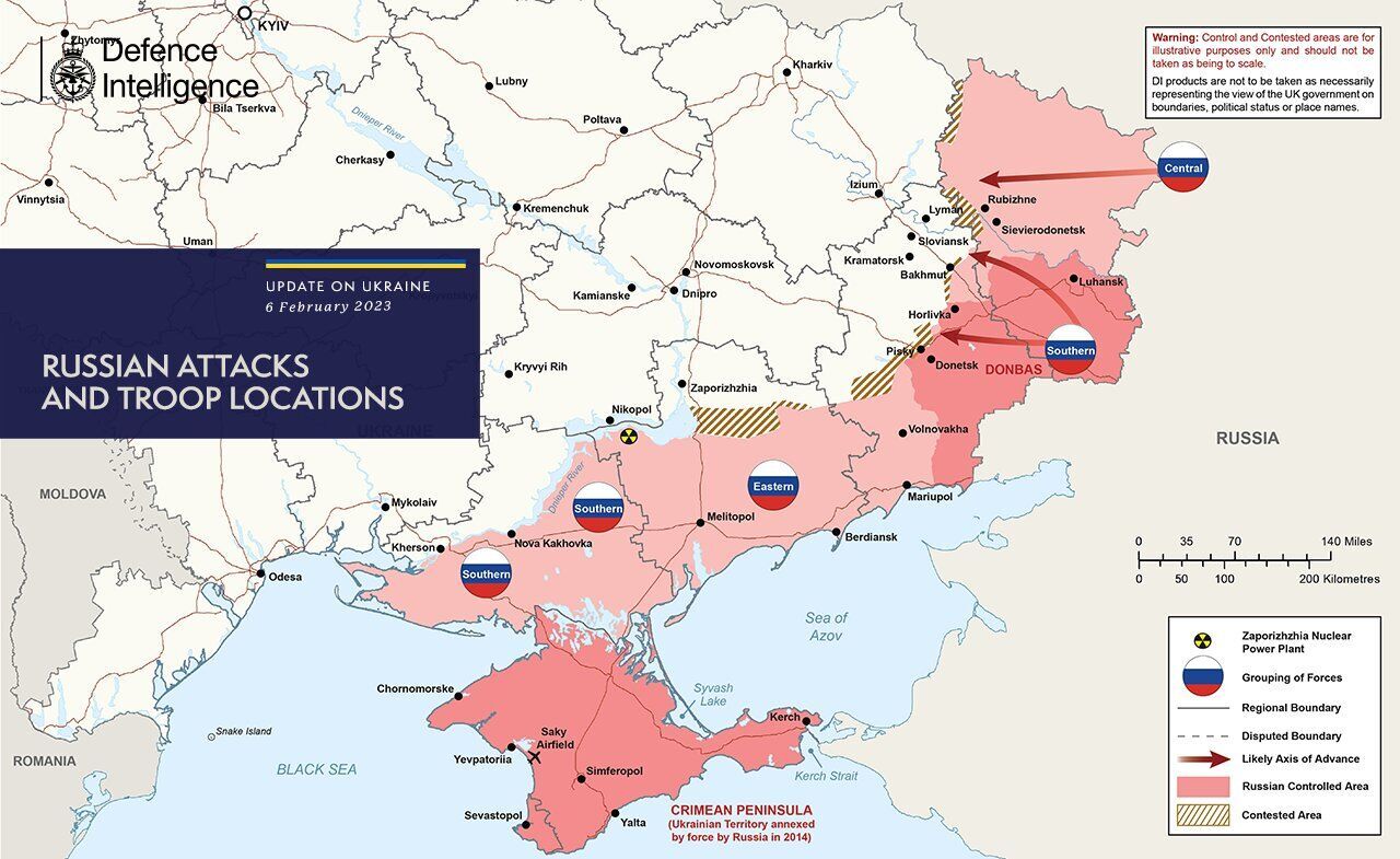 Карта лінії фронту в Україні від розвідки міністерства оборони Великобританії
