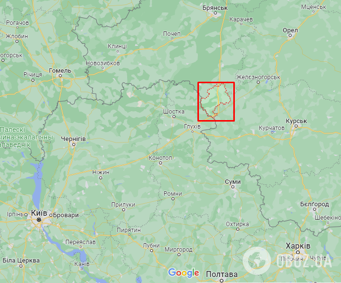 Севський район Брянської області на карті