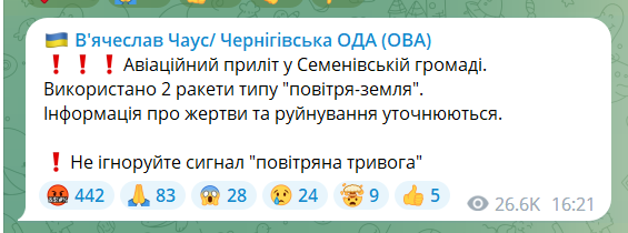 Окупанти завдали авіаударів по Чернігівщині: є поранений, під завалами люди. Фото