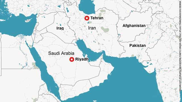 Саудовская Аравия и Иран на карте