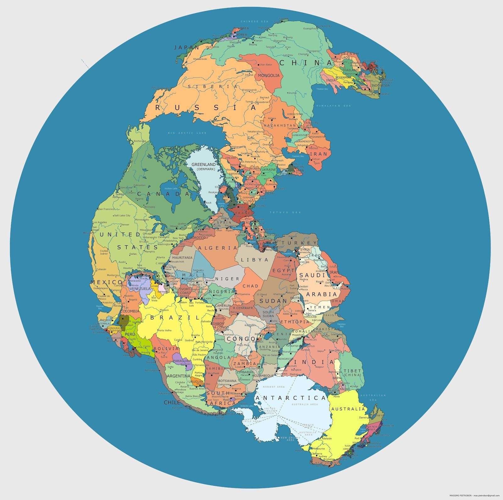 Карта суперконтинент Пангея