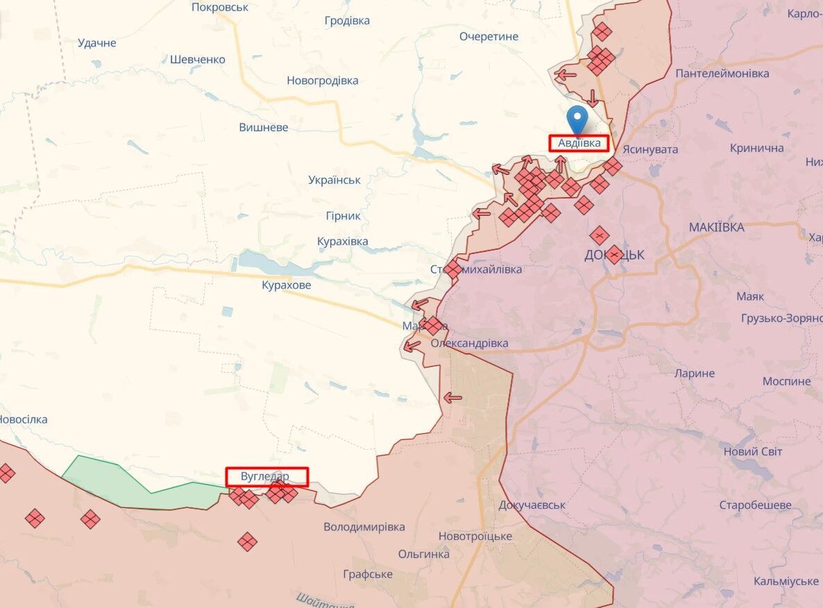 Оккупанты хотят окружить Авдеевку, чтобы штурмовать Угледар: в ВСУ рассказали о ситуации. Карта