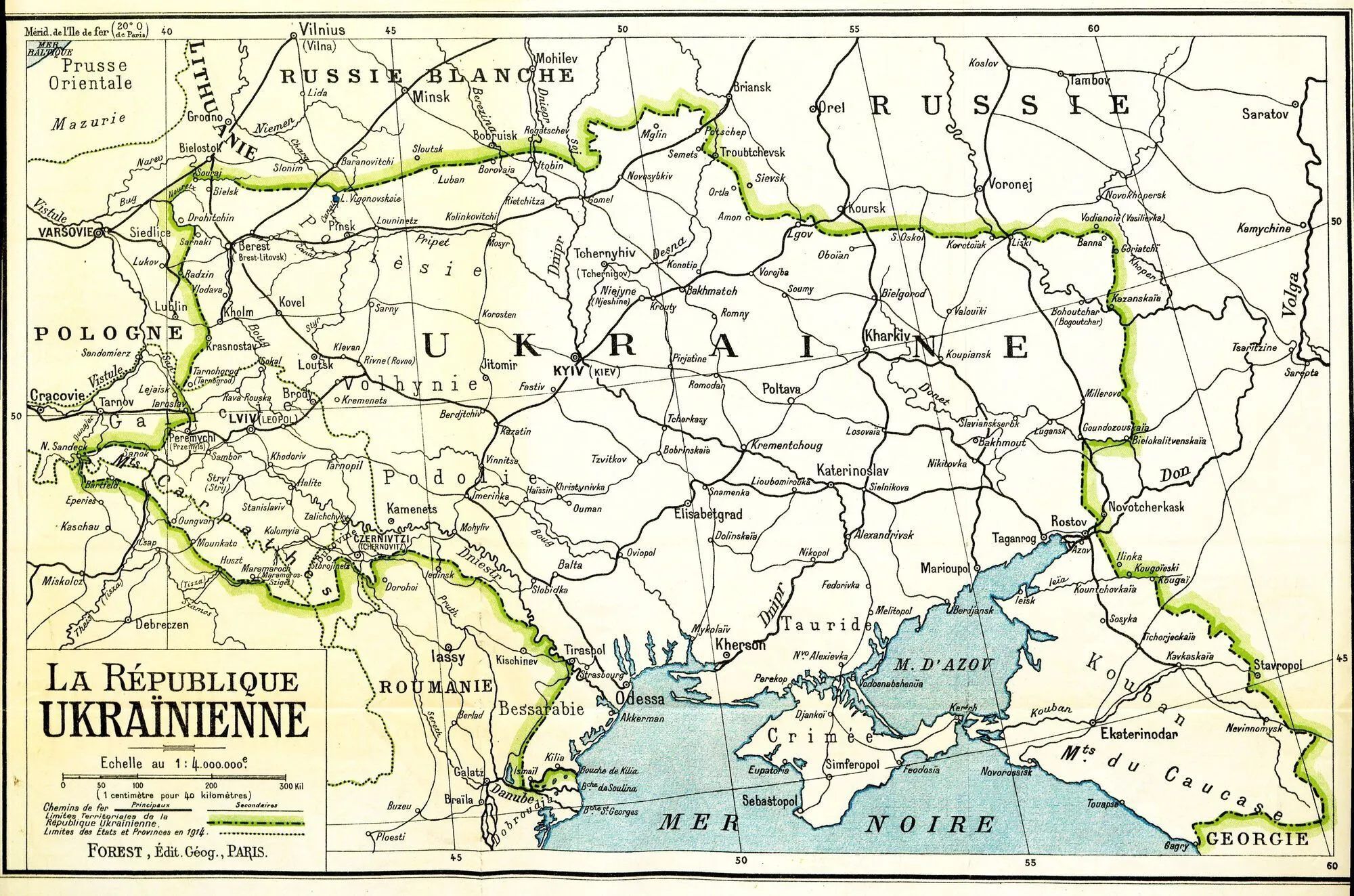 Карта Украины, 1919 год