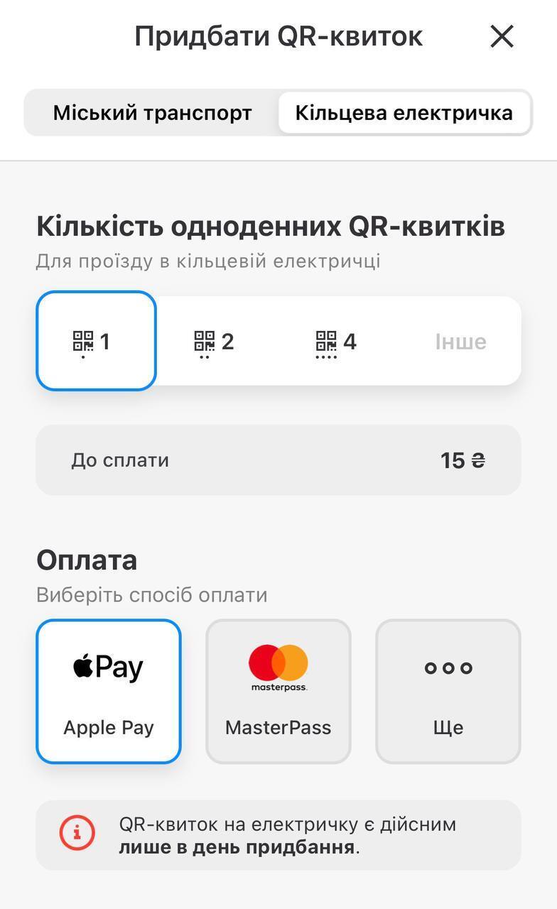 Сплатити за проїзд у столичній міській електричці можна в "Київ Цифровий": як придбати квиток