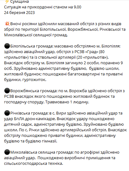 Окупанти потужно вдарили по Білопіллю на Сумщині: загинуло 2 особи, 9 поранено. Фото та відео