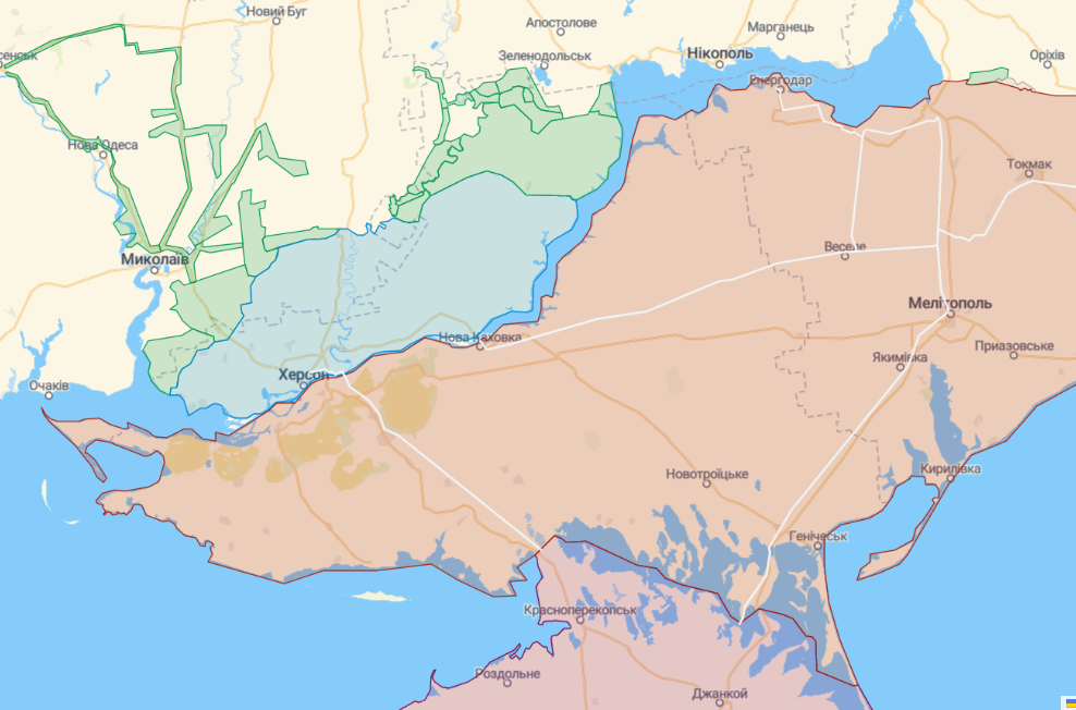 Херсонщина на карте войны в Украине