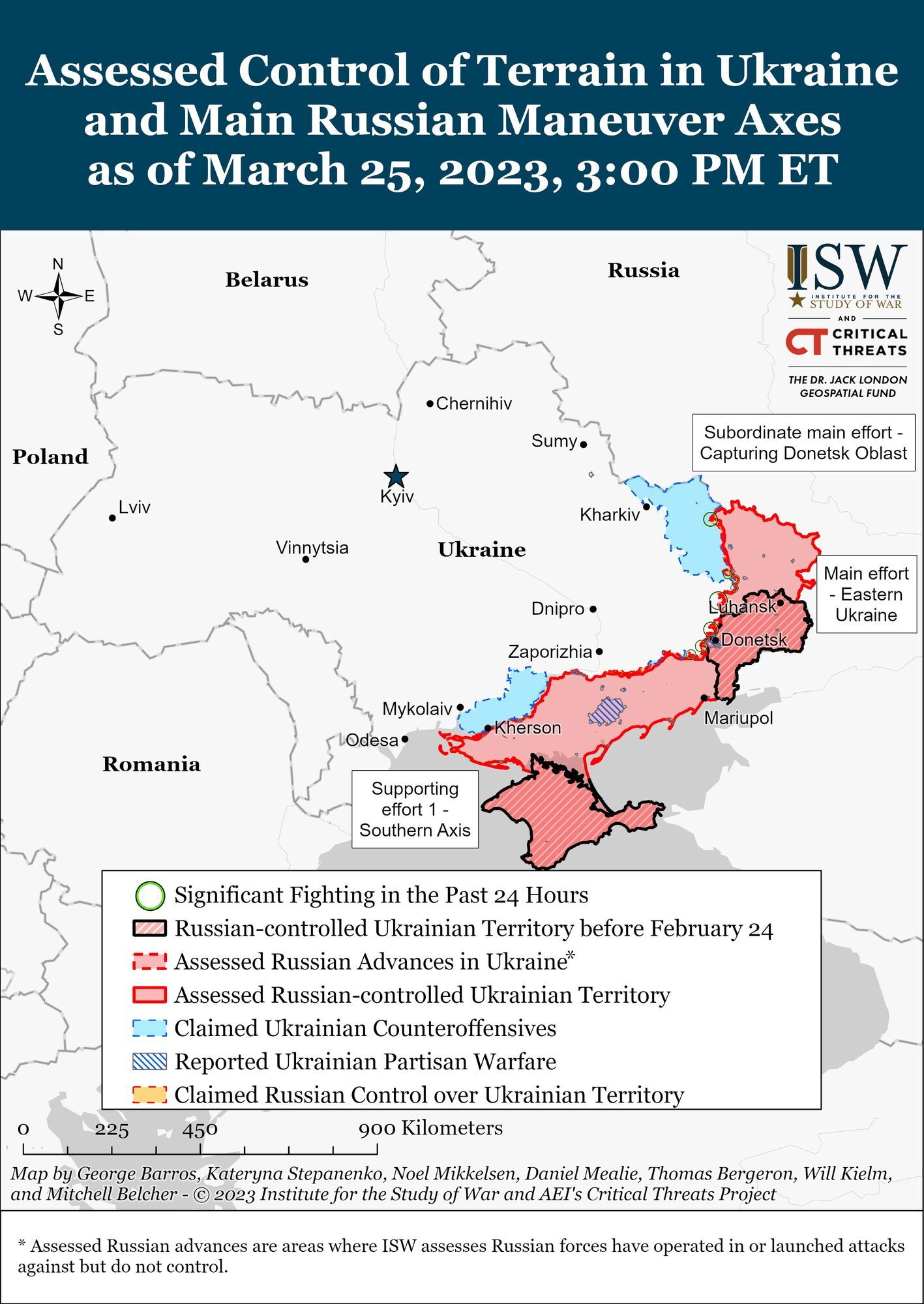 Росія атакує на чотирьох напрямках: дані Генштабу на 26 березня та мапа бойових дій