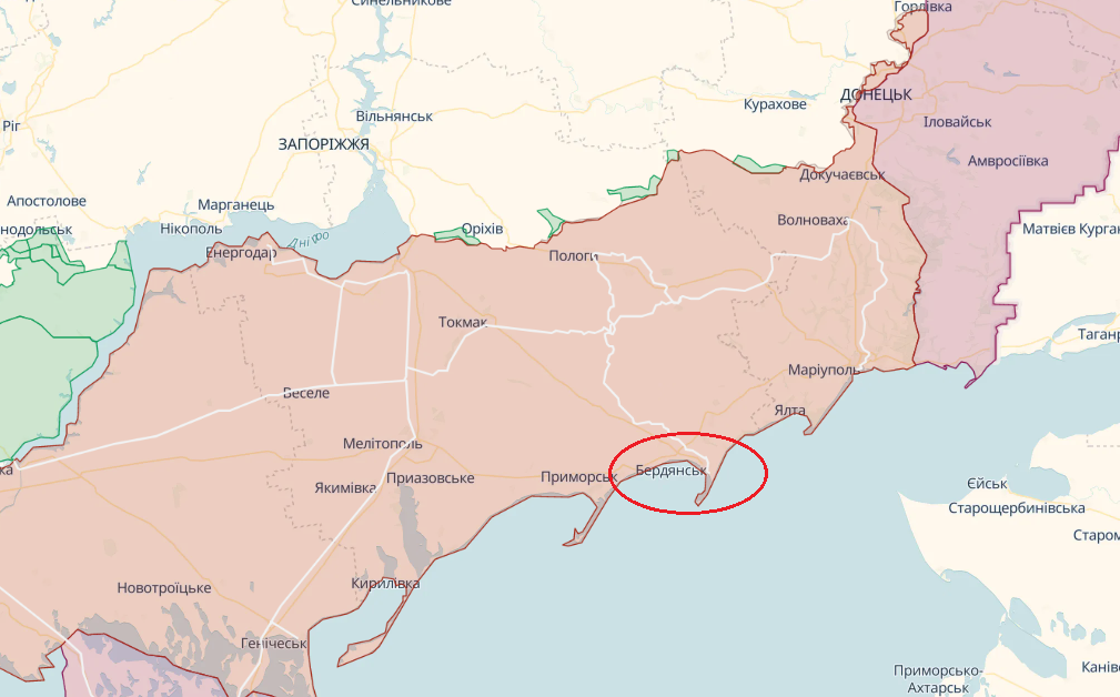 Бердянск на карте войны в Украине