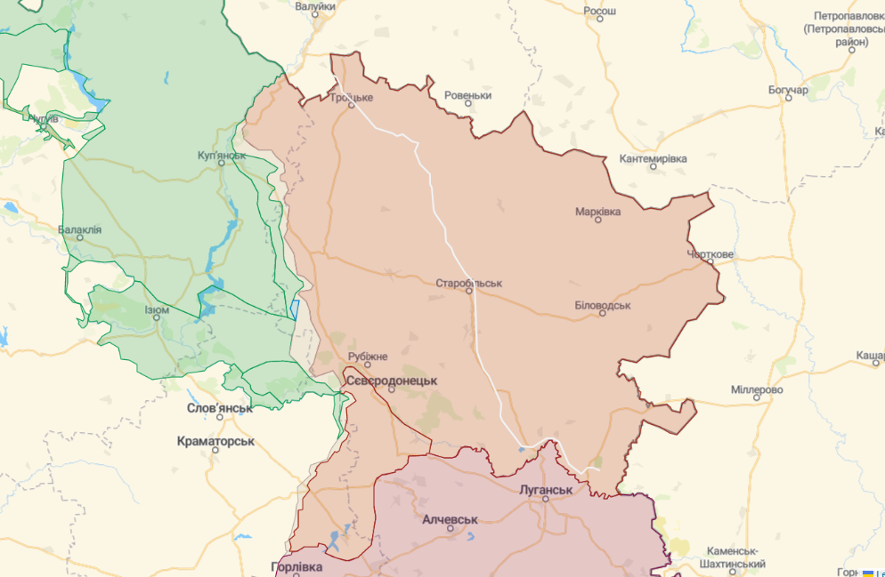 Луганщина на карте войны в Украине