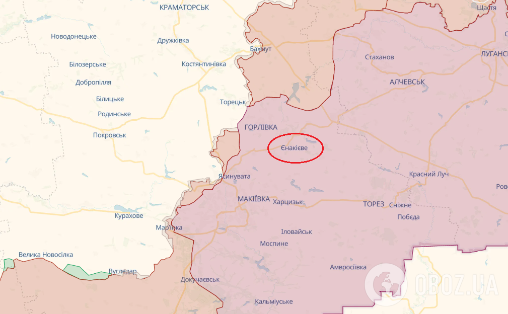 Енакиево на карте Украины