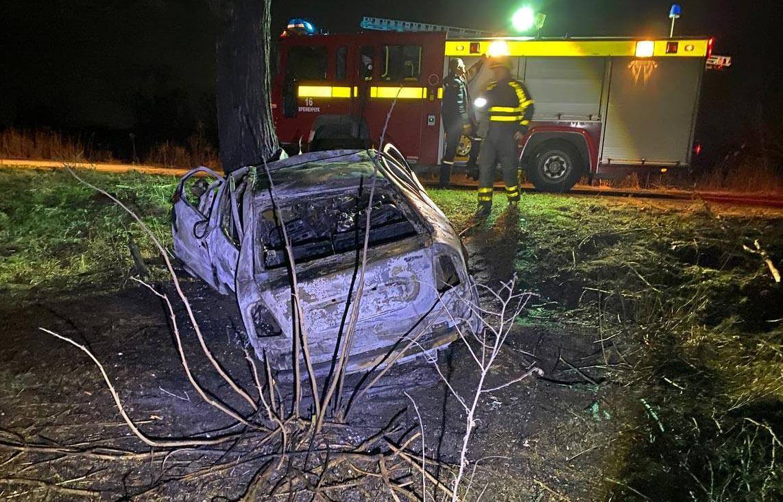 В Полтавской области авто врезалось в дерево и вспыхнуло: погибли трое. Фото
