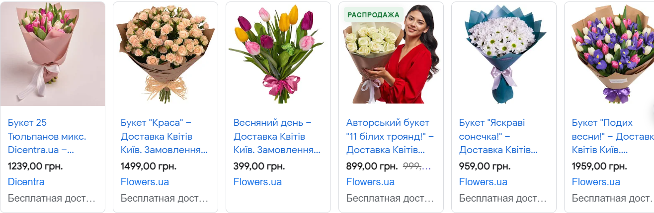 Цена цветов в Киеве