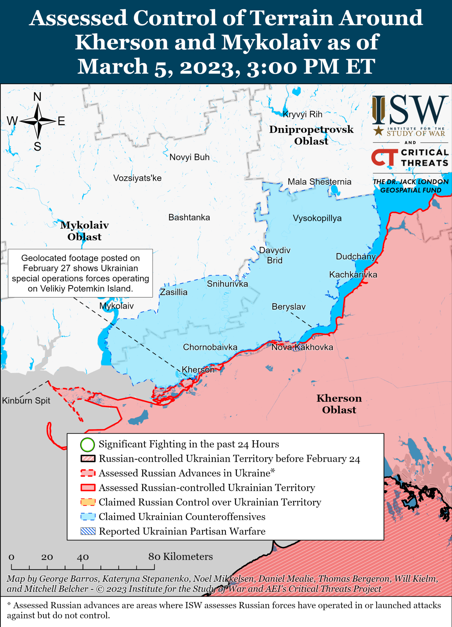 Оккупанты пытаются создать условия для перехода в наступление на Херсонщине и Запорожье: анализ боевых действий от ISW