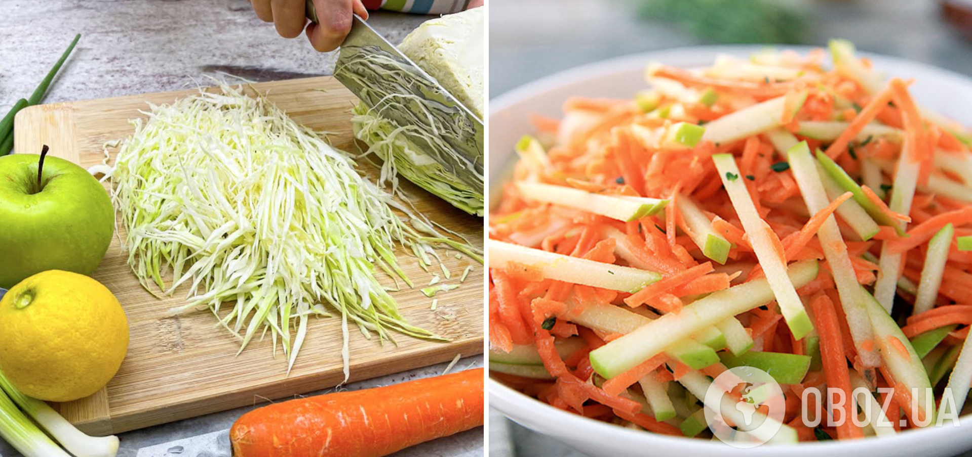 Полезный салат с капустой, морковью и яблоками