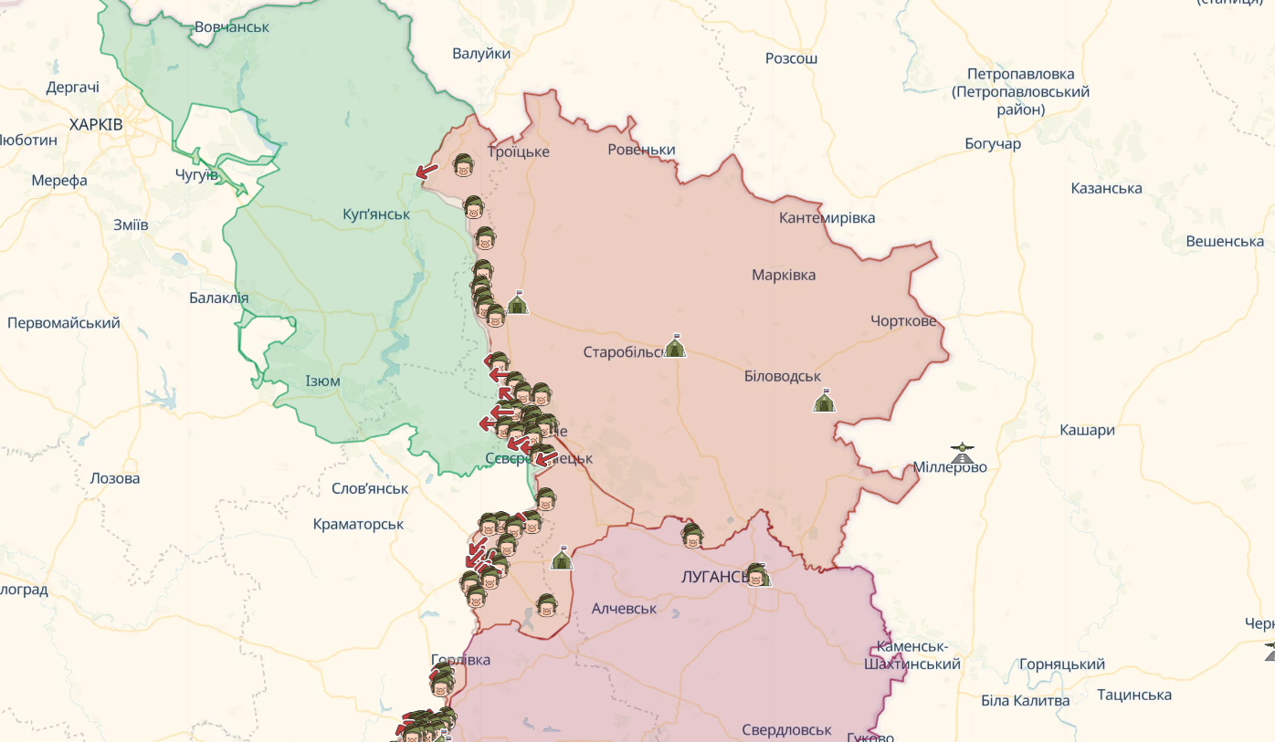 "Враг увеличил количество обстрелов и атак на Белогоровку": Гайдай рассказал, где на Луганщине идут бои. Карта