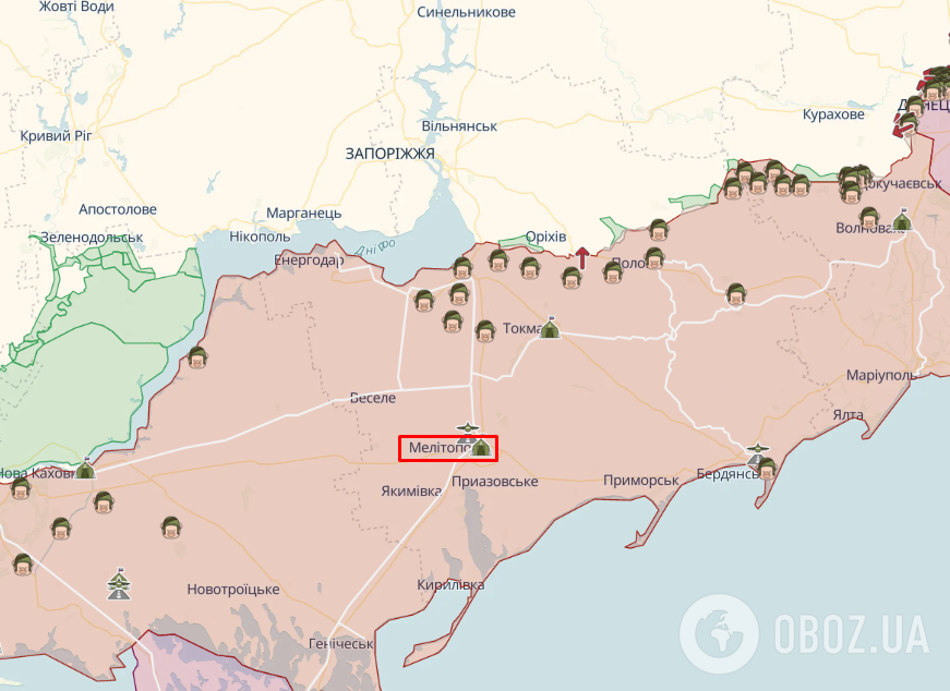 Временно оккупированный Мелитополь, карта