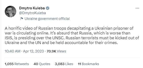 "Россия – хуже ИГИЛ": Дмитрий Кулеба призвал выгнать страну-агрессора из Совбеза ООН после видео с казнью военного