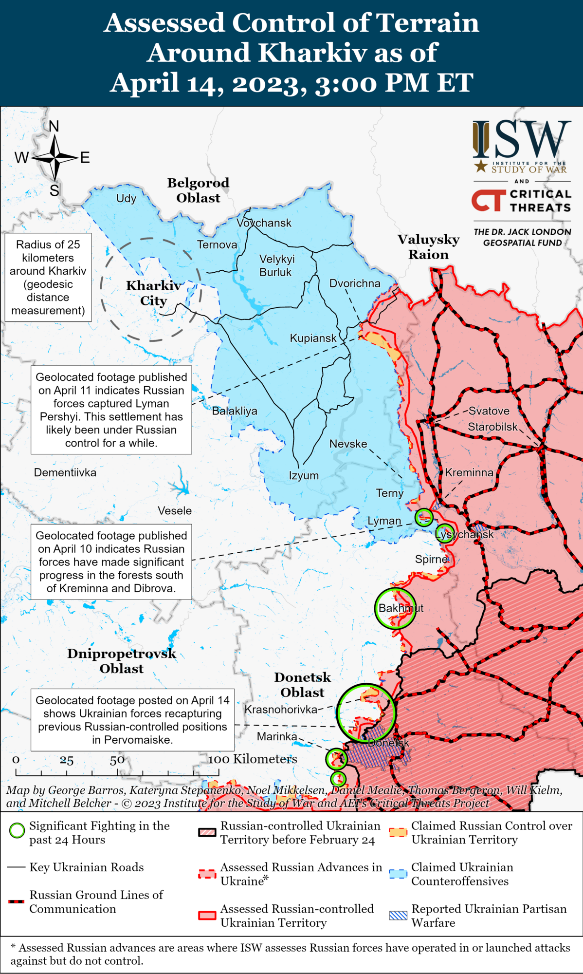 Харківська та Луганська області. Карта бойових дій