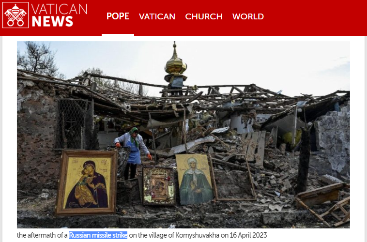 В Ватикане признали, что Россия обстреливает невоенные объекты