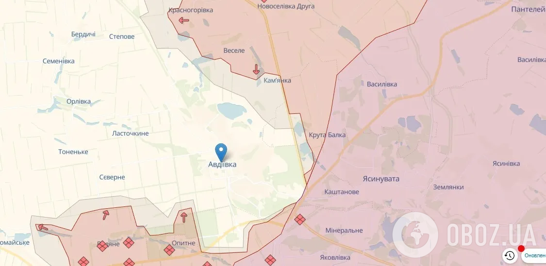 Авдеевка на карте войны в Украине