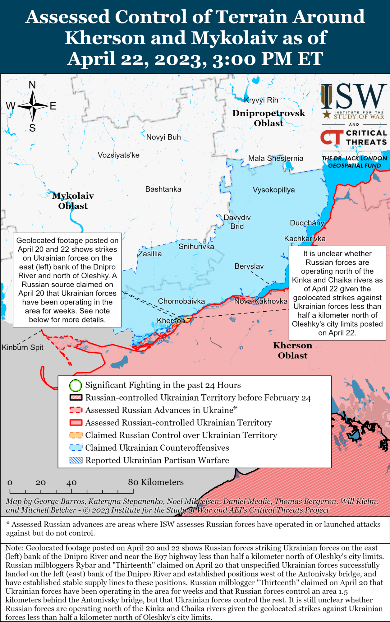 ВСУ заняли позиции на левом берегу Днепра в Херсонской области – ISW