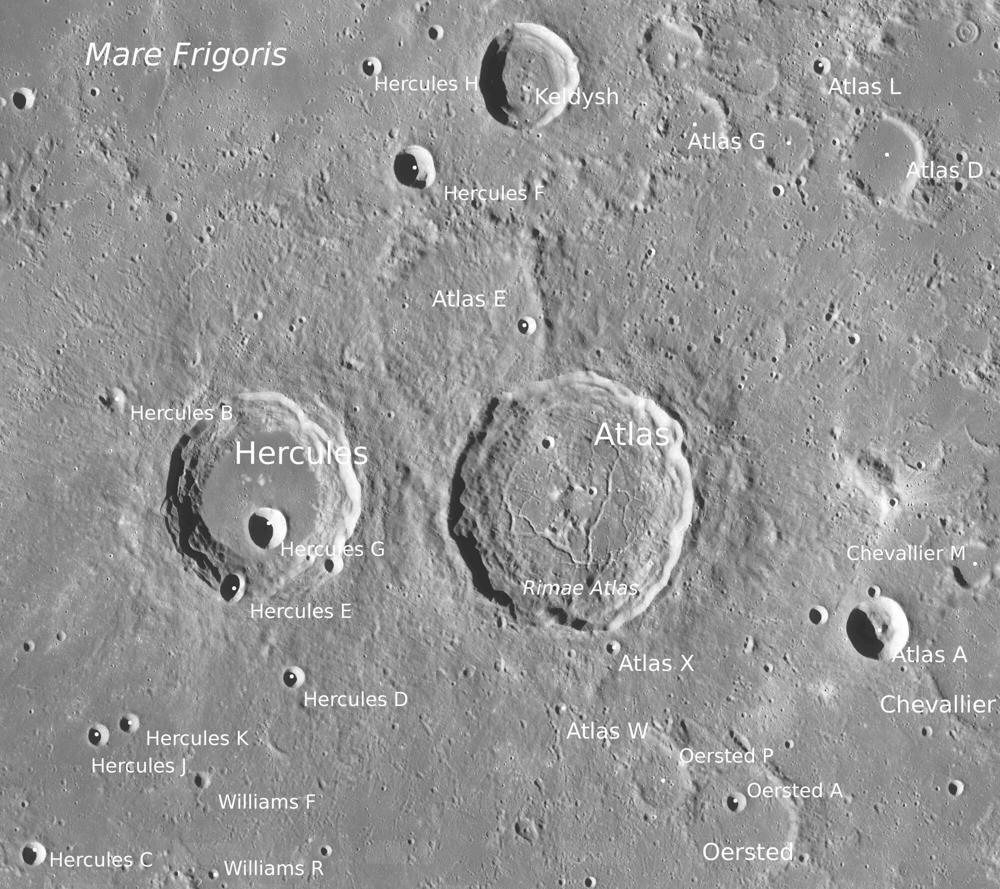 Кратер Атлас на Місяці, де відбудеться посадка Hakuto-R.